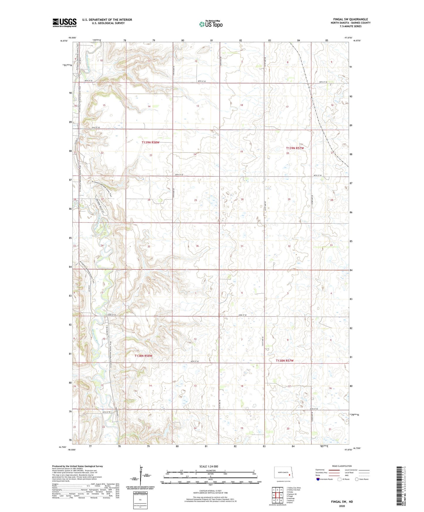 Fingal SW North Dakota US Topo Map Image