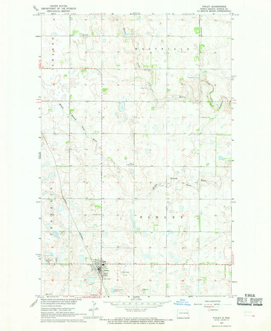 Classic USGS Finley North Dakota 7.5'x7.5' Topo Map Image