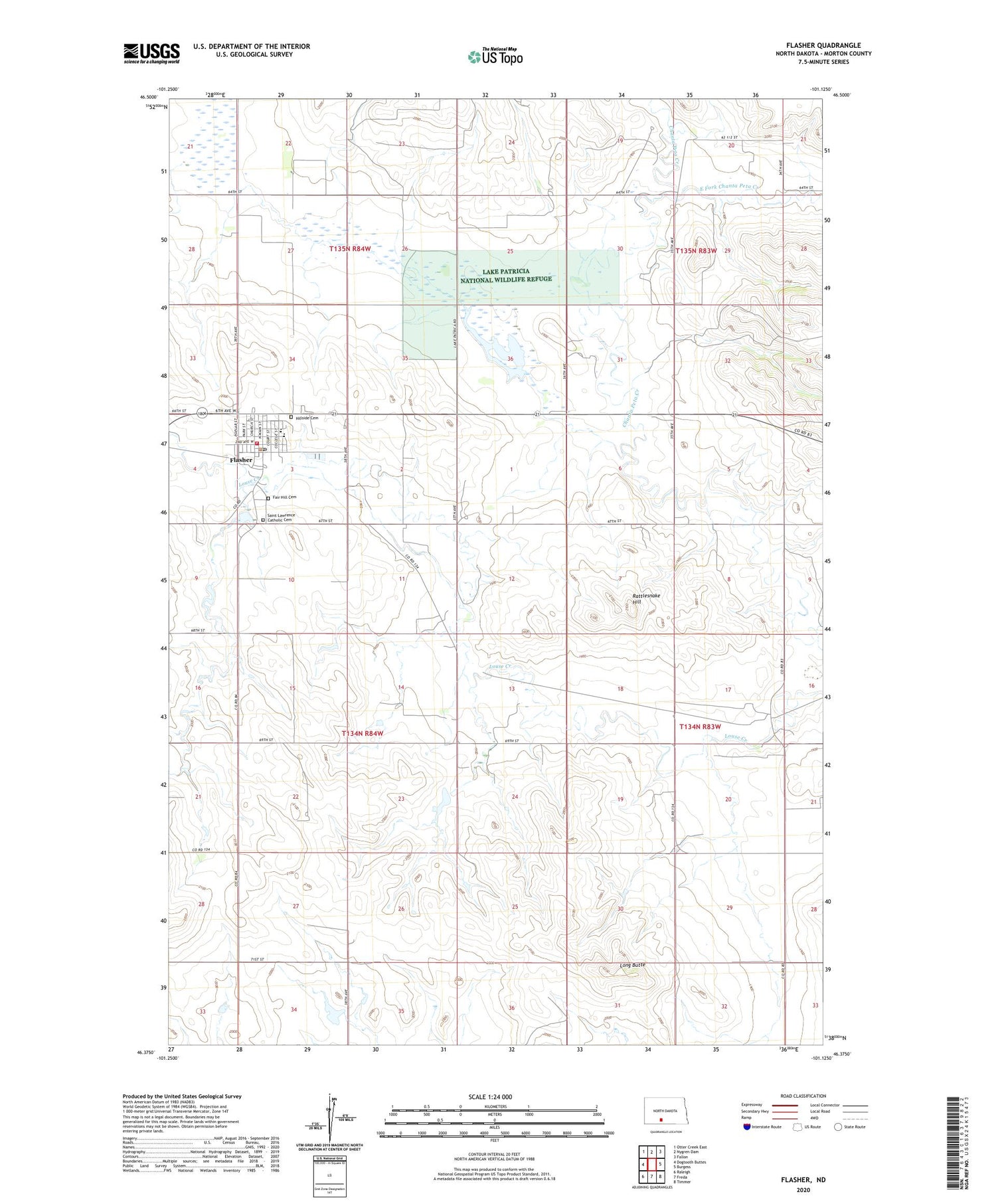 Flasher North Dakota US Topo Map Image