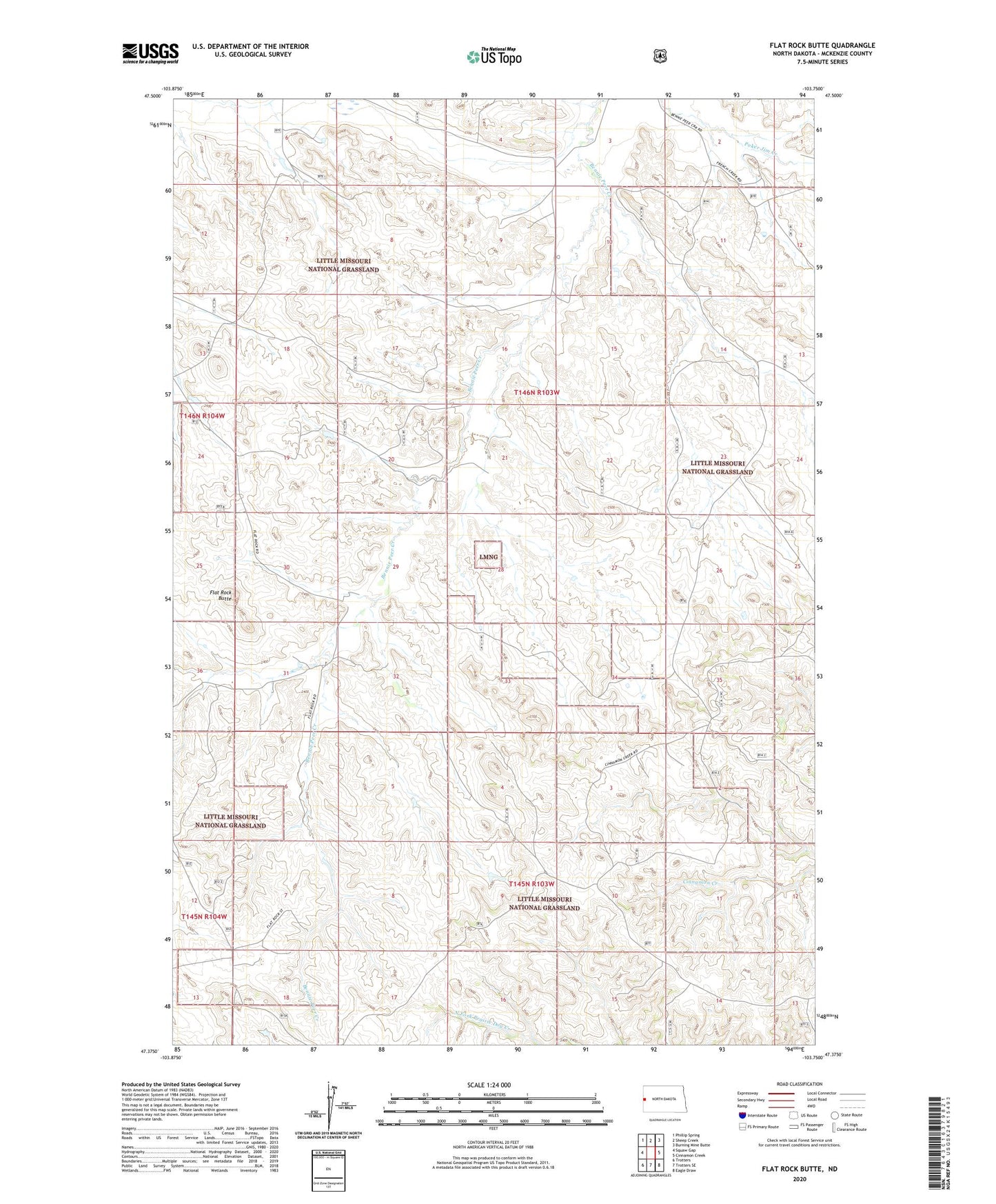 Flat Rock Butte North Dakota US Topo Map Image