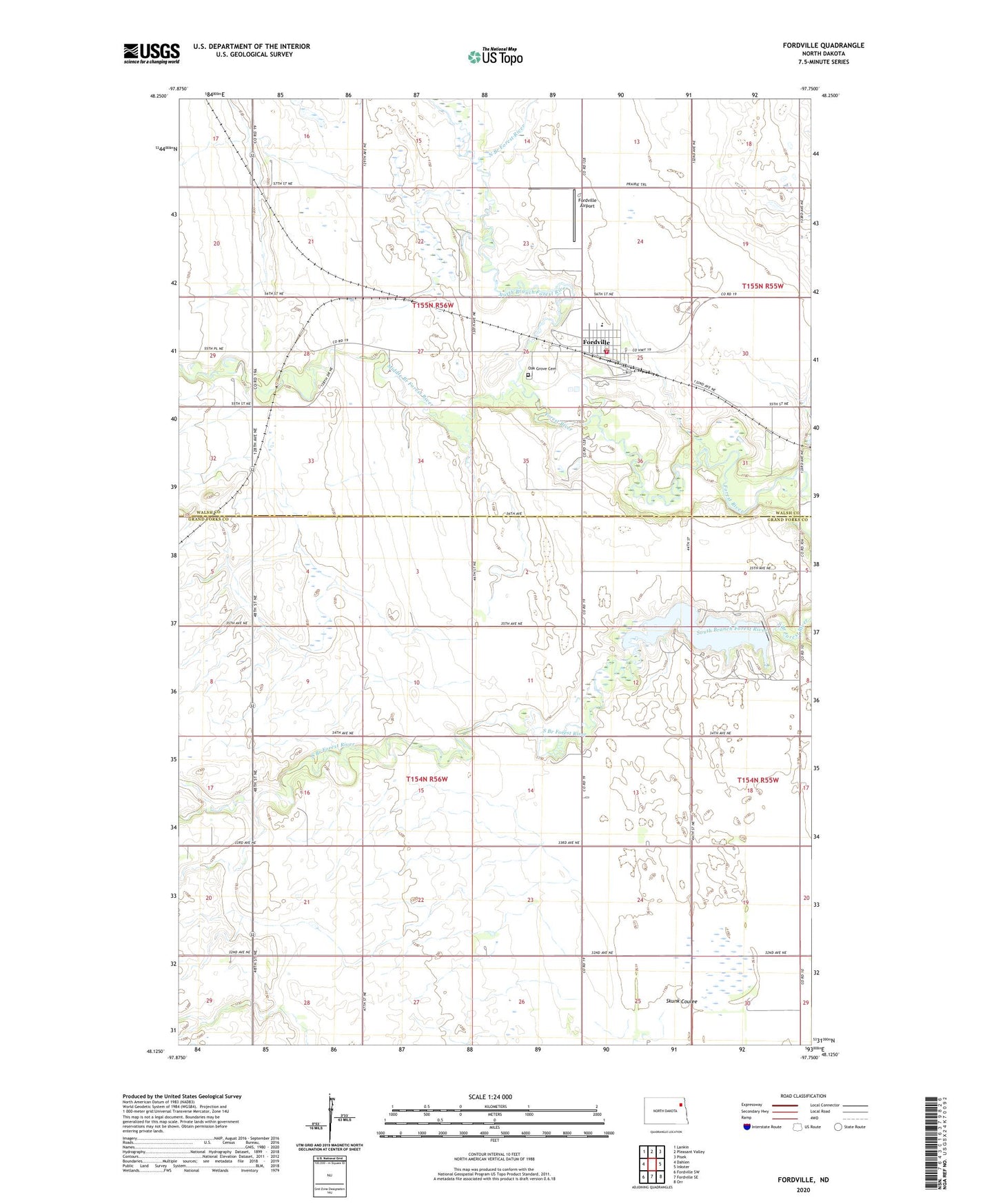 Fordville North Dakota US Topo Map Image