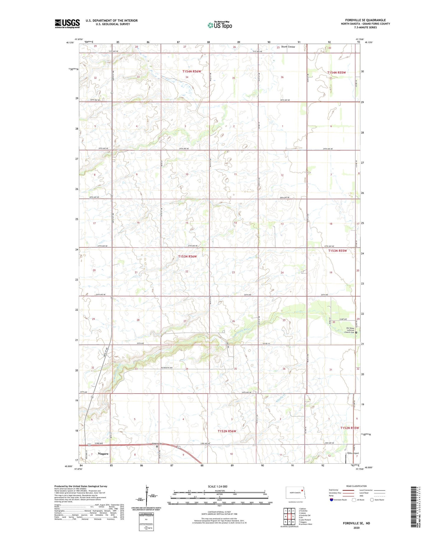 Fordville SE North Dakota US Topo Map Image