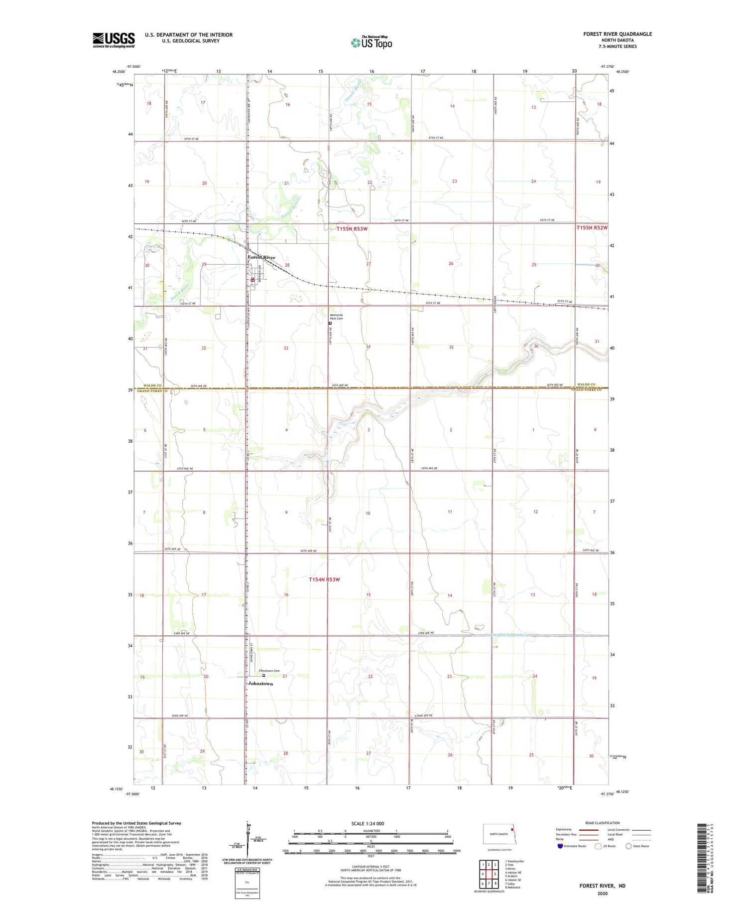 Forest River North Dakota US Topo Map Image