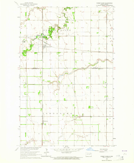 Classic USGS Forest River North Dakota 7.5'x7.5' Topo Map Image