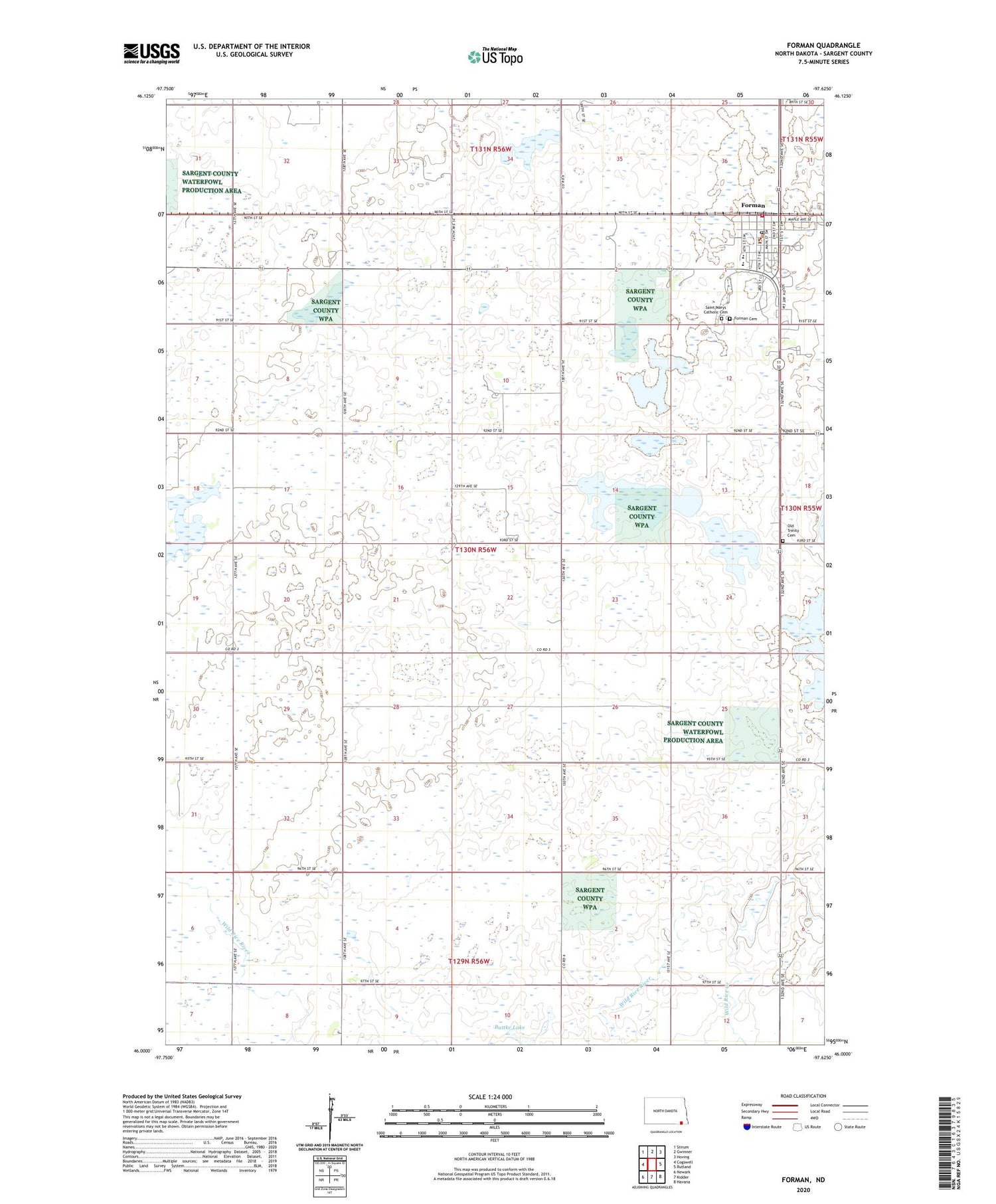 Forman North Dakota US Topo Map Image