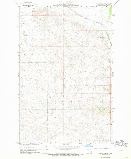 Classic USGS Fort Clark NE North Dakota 7.5'x7.5' Topo Map Image