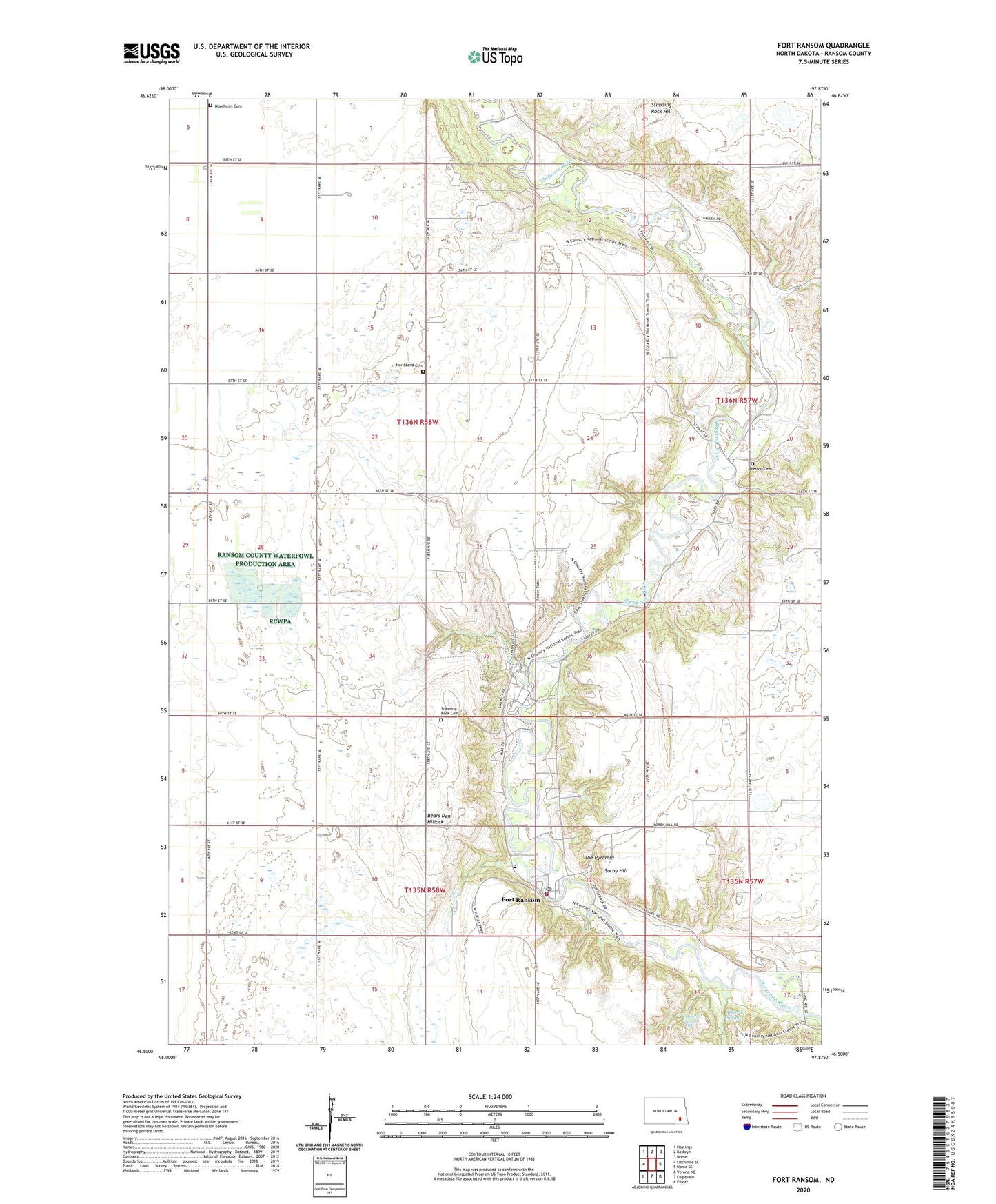 Fort Ransom North Dakota US Topo Map Image