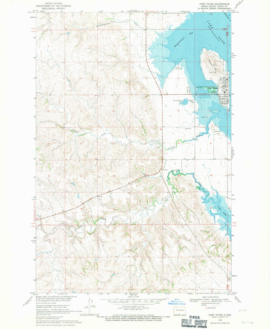 Classic USGS Fort Yates North Dakota 7.5'x7.5' Topo Map Image