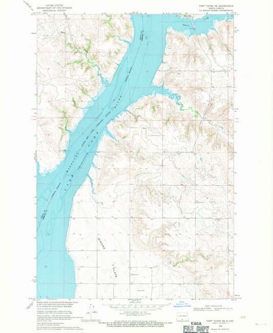 Classic USGS Fort Yates NE North Dakota 7.5'x7.5' Topo Map Image