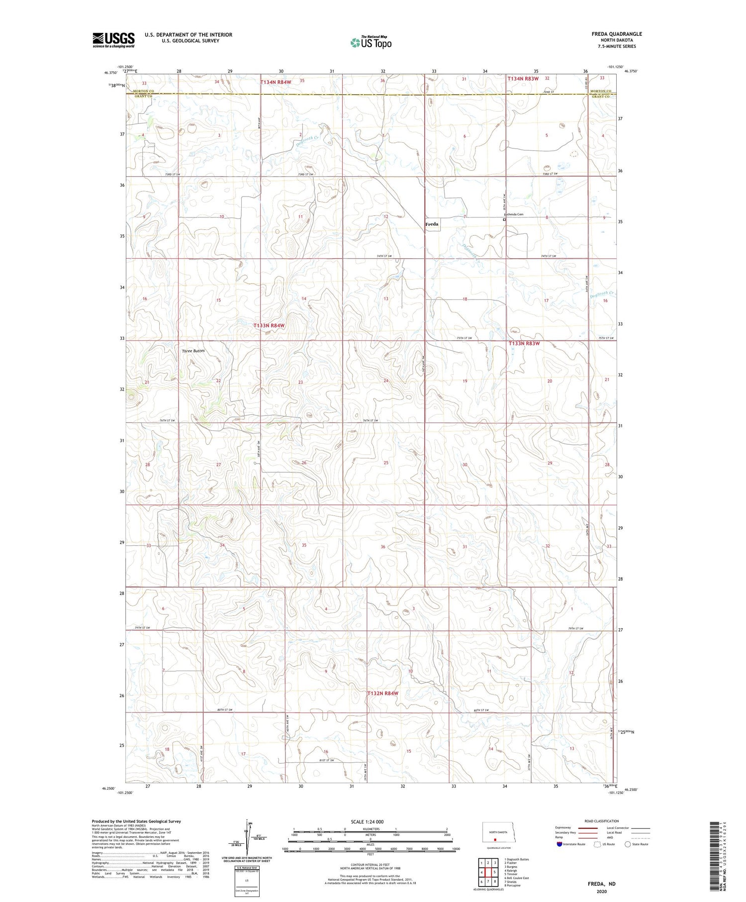 Freda North Dakota US Topo Map Image