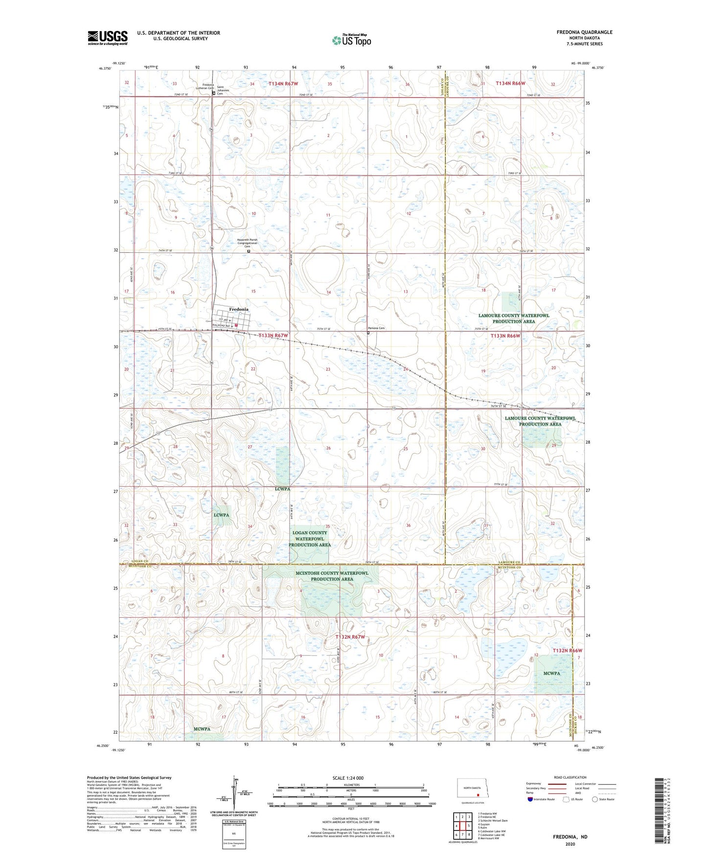 Fredonia North Dakota US Topo Map Image