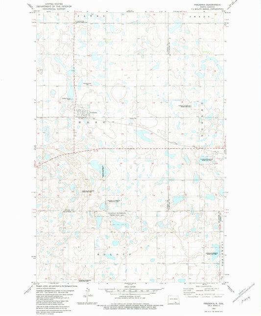 Classic USGS Fredonia North Dakota 7.5'x7.5' Topo Map Image