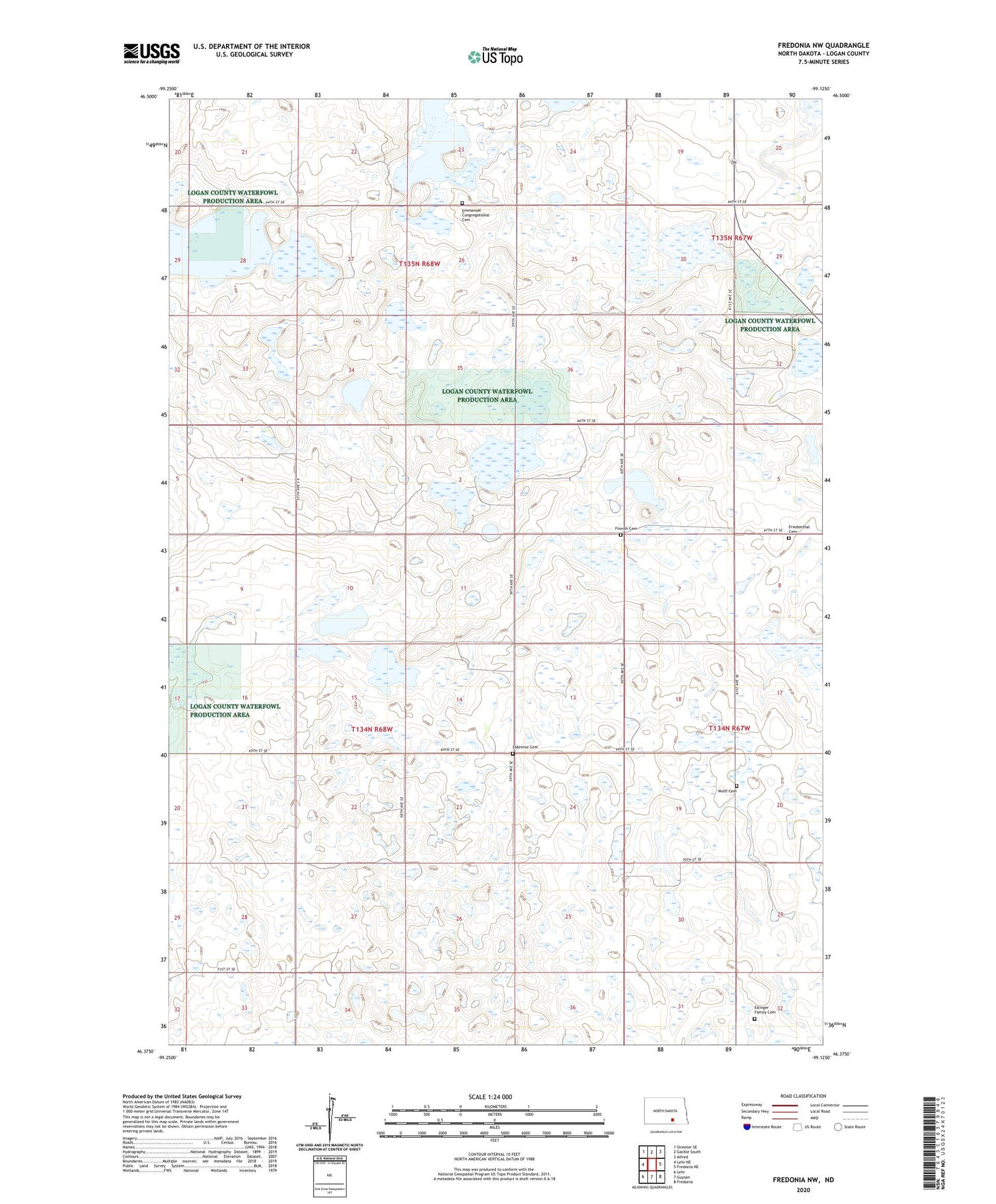 Fredonia NW North Dakota US Topo Map Image
