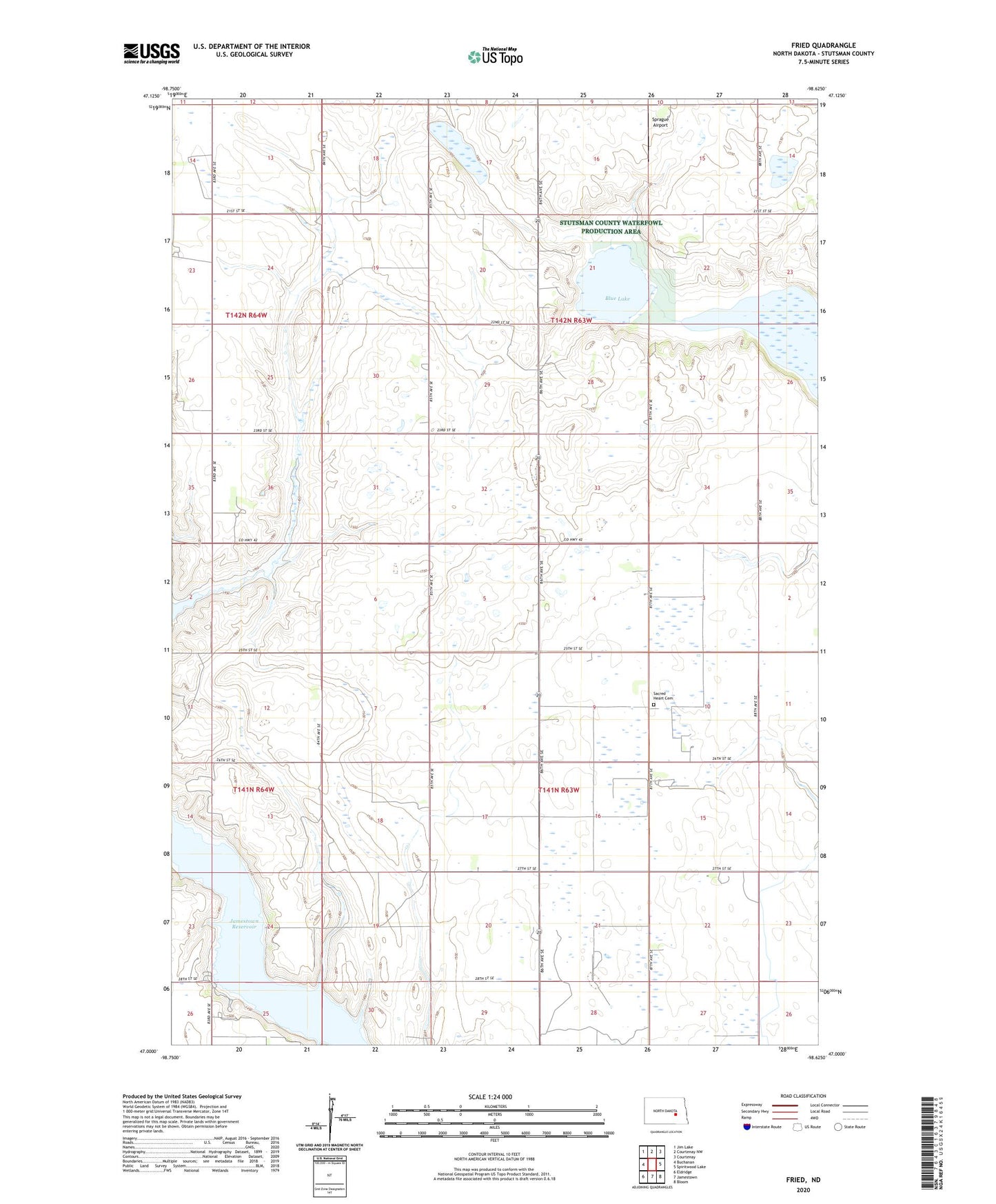 Fried North Dakota US Topo Map Image