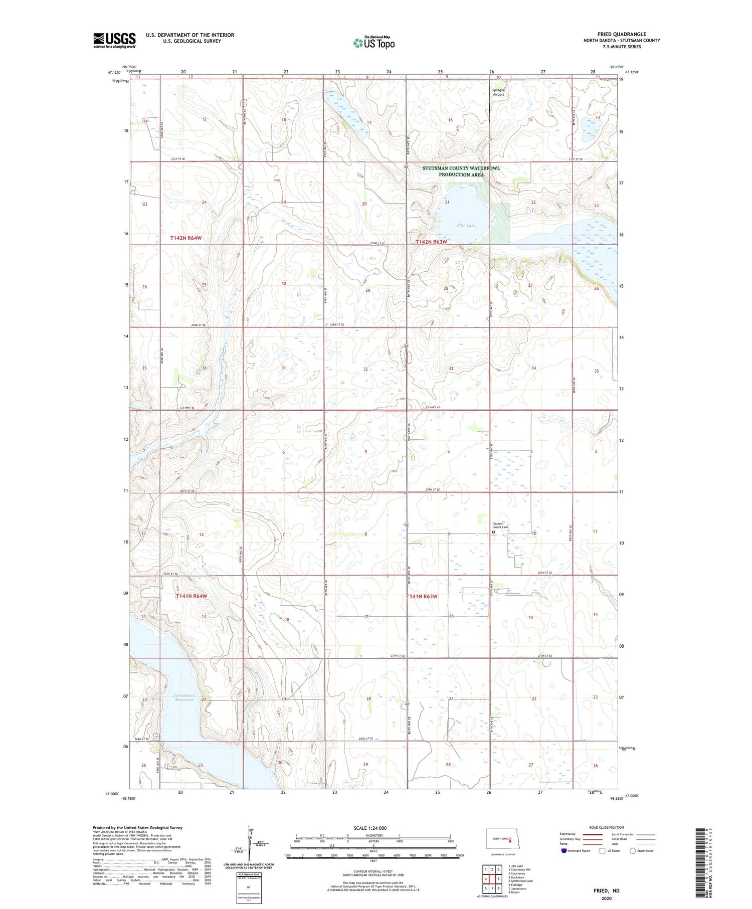 Fried North Dakota US Topo Map Image