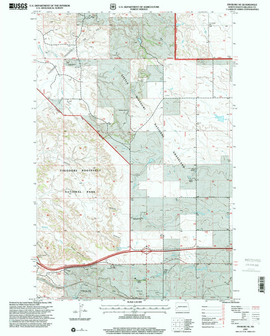 Classic USGS Fryburg NE North Dakota 7.5'x7.5' Topo Map Image