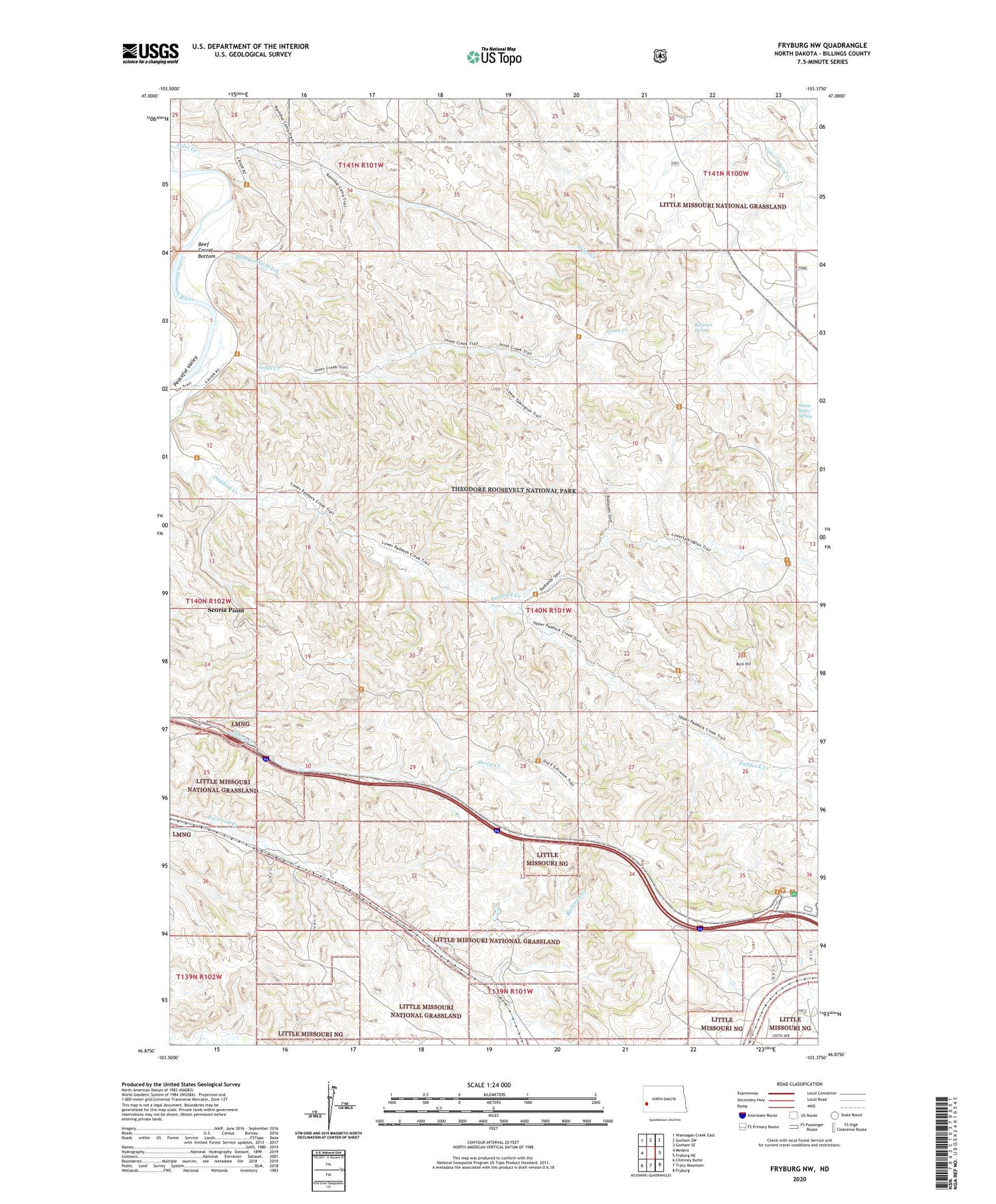 Fryburg NW North Dakota US Topo Map Image
