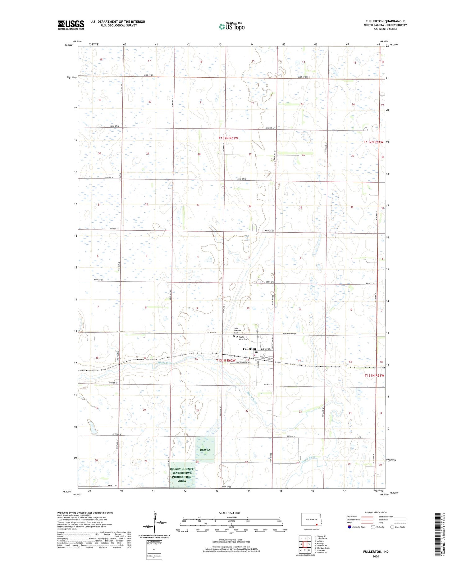 Fullerton North Dakota US Topo Map Image