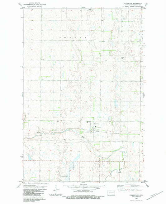 Classic USGS Fullerton North Dakota 7.5'x7.5' Topo Map Image