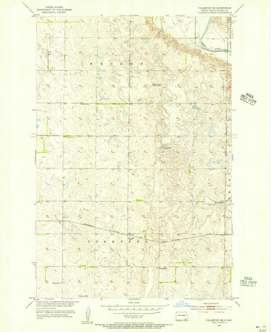 Classic USGS Fullerton NE North Dakota 7.5'x7.5' Topo Map Image