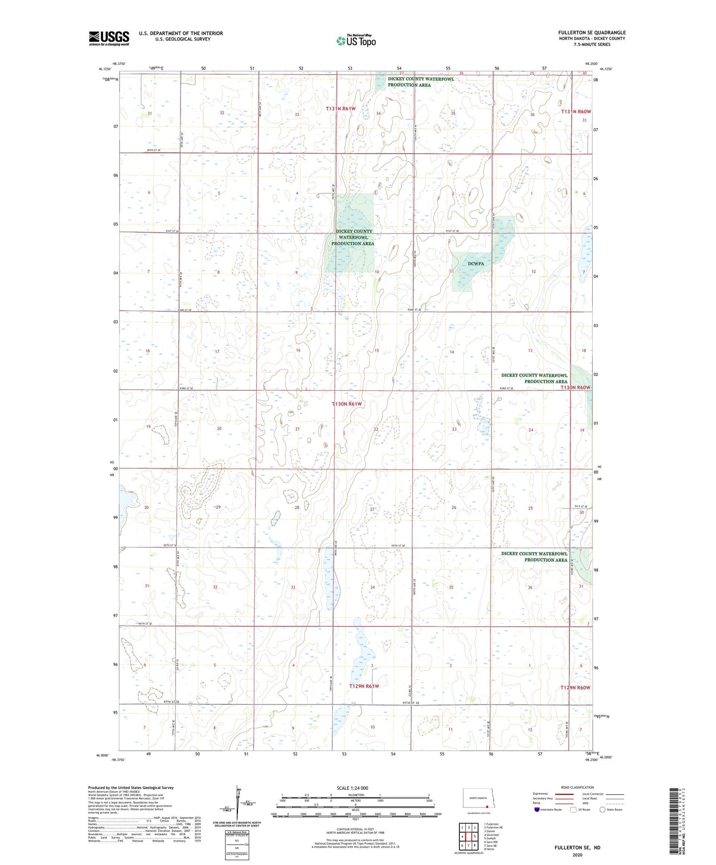 Fullerton SE North Dakota US Topo Map Image