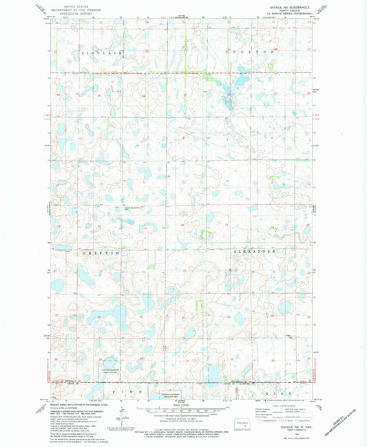 Classic USGS Gackle NE North Dakota 7.5'x7.5' Topo Map Image
