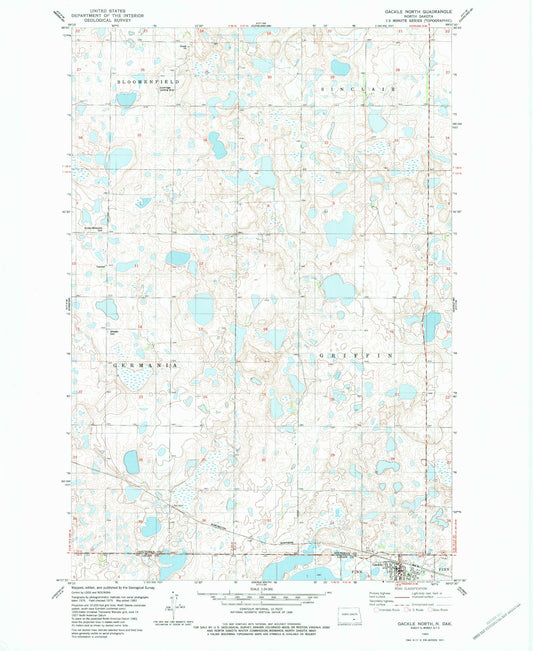 Classic USGS Gackle North North Dakota 7.5'x7.5' Topo Map Image