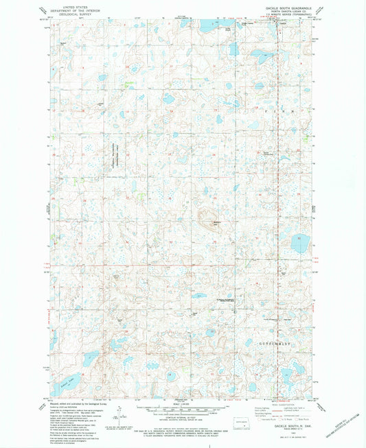 Classic USGS Gackle South North Dakota 7.5'x7.5' Topo Map Image
