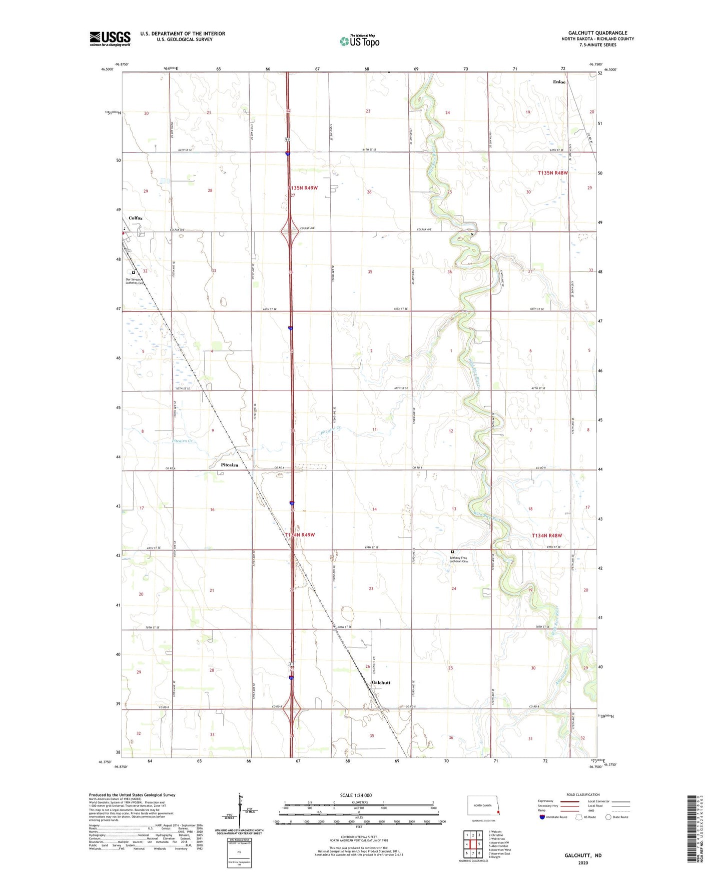 Galchutt North Dakota US Topo Map Image