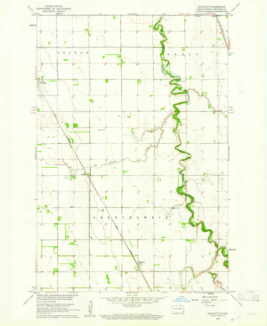 Classic USGS Galchutt North Dakota 7.5'x7.5' Topo Map Image