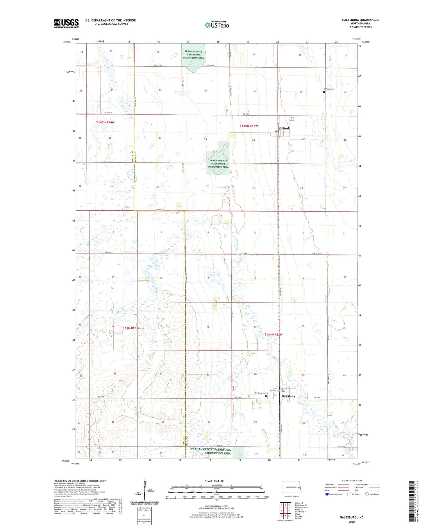 Galesburg North Dakota US Topo Map Image