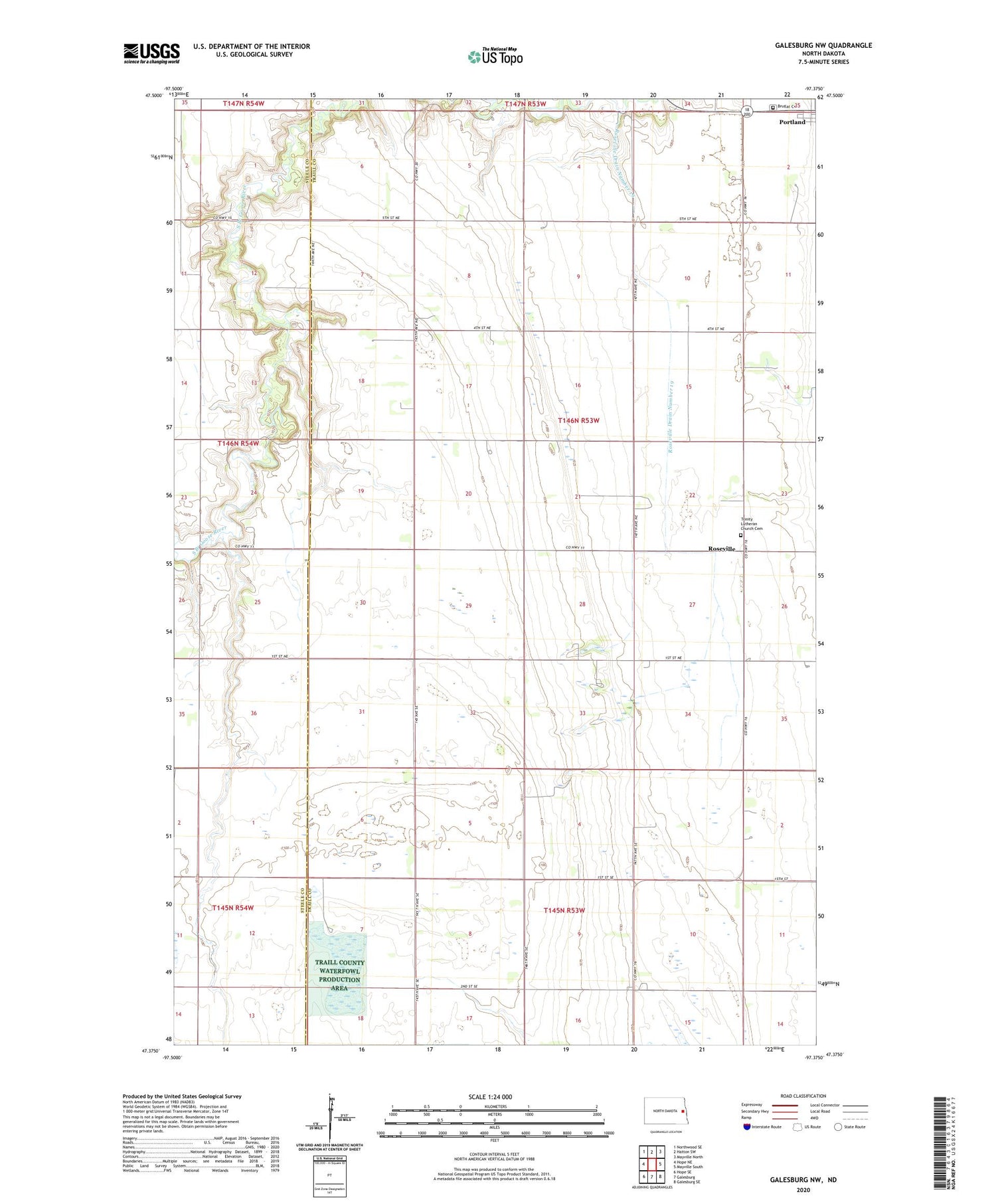 Galesburg NW North Dakota US Topo Map Image
