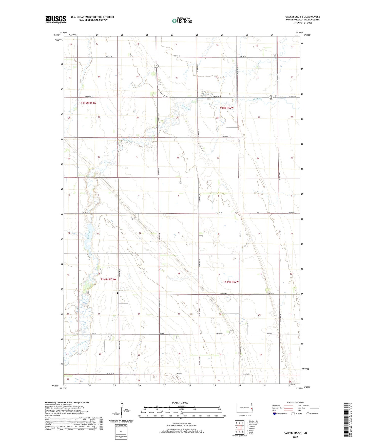 Galesburg SE North Dakota US Topo Map Image