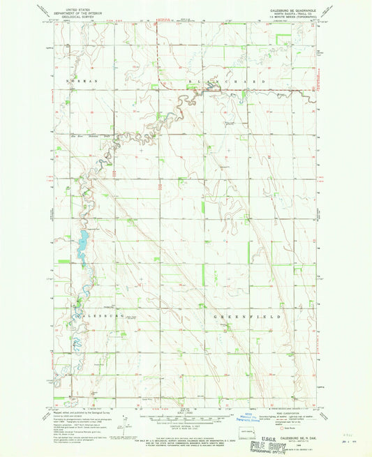 Classic USGS Galesburg SE North Dakota 7.5'x7.5' Topo Map Image