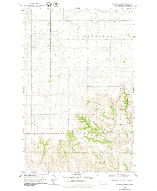 Classic USGS Gamache Creek North Dakota 7.5'x7.5' Topo Map Image