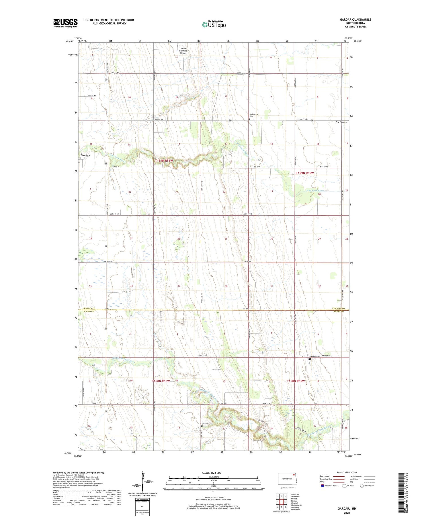 Gardar North Dakota US Topo Map Image