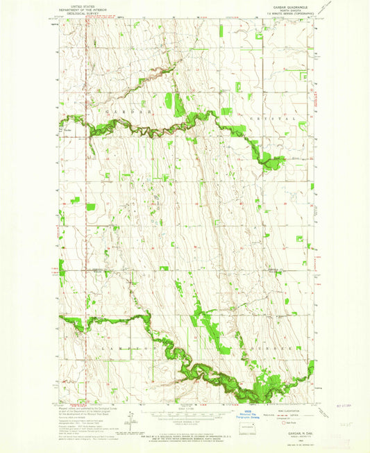 Classic USGS Gardar North Dakota 7.5'x7.5' Topo Map Image
