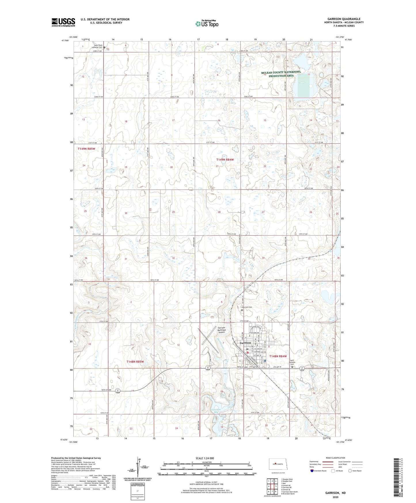 Garrison North Dakota US Topo Map Image