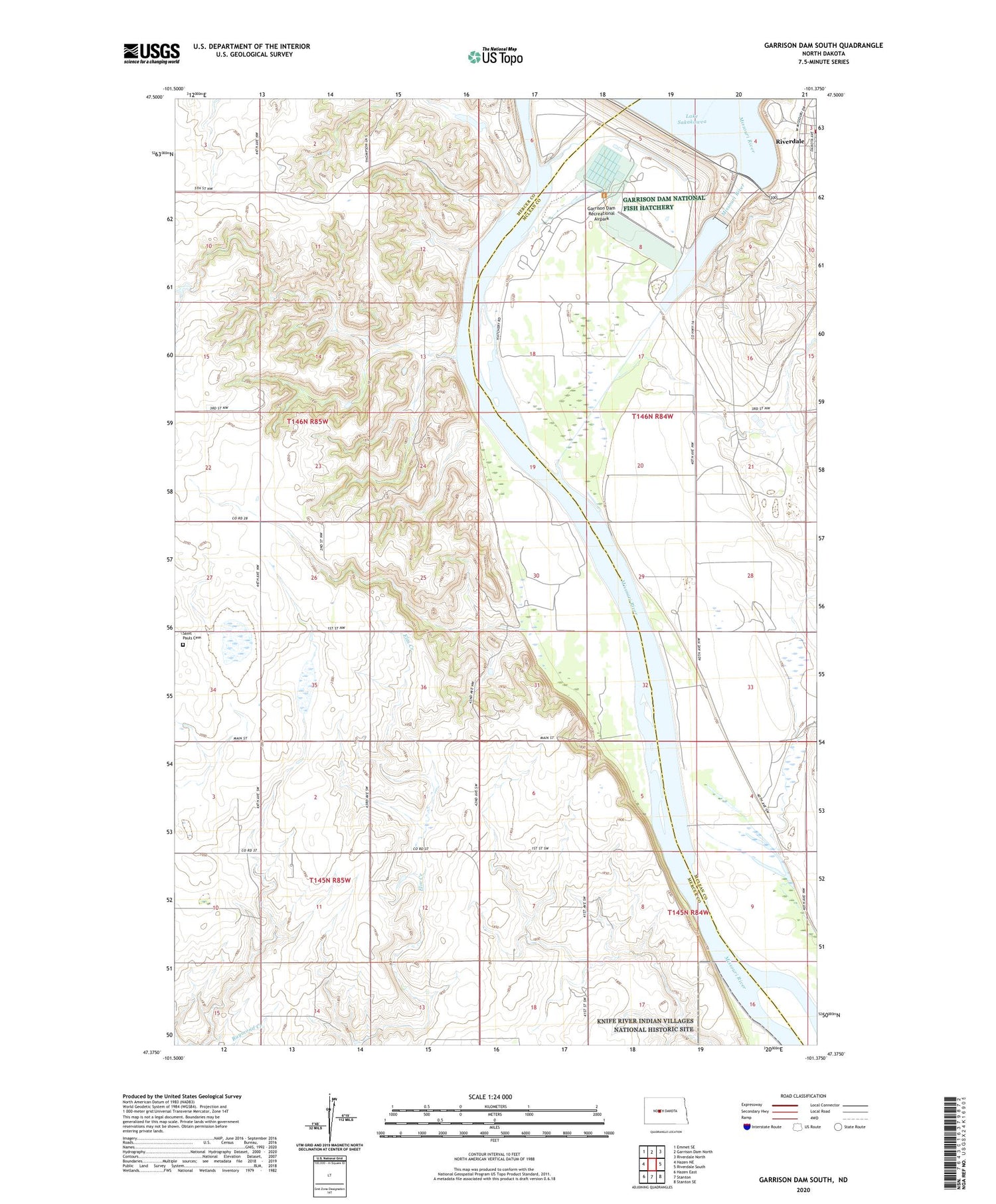 Garrison Dam South North Dakota US Topo Map Image
