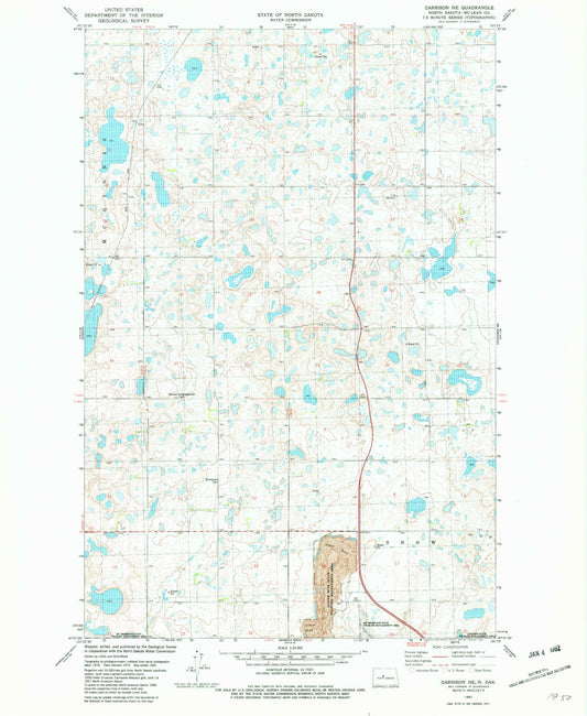 Classic USGS Garrison NE North Dakota 7.5'x7.5' Topo Map Image