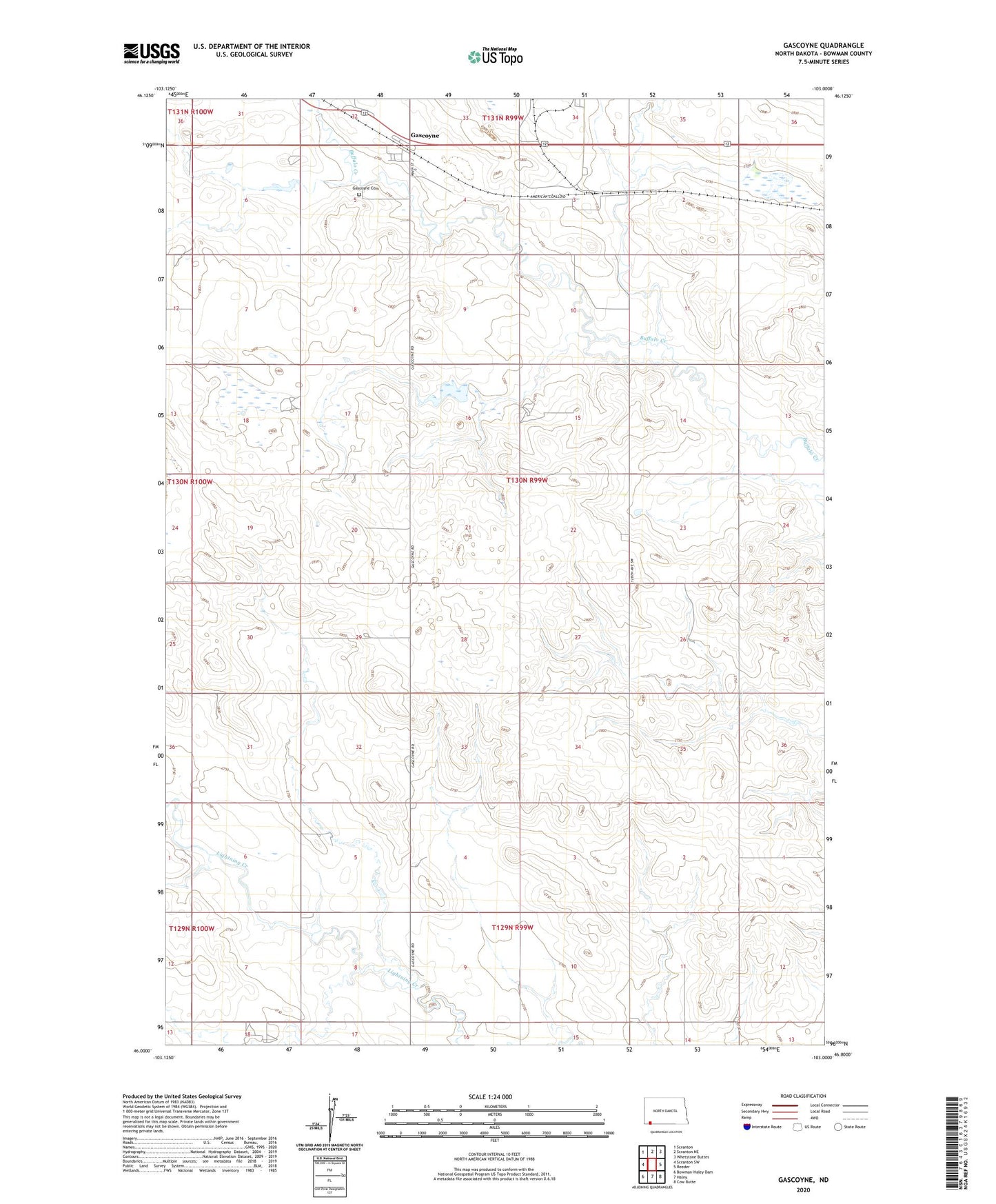 Gascoyne North Dakota US Topo Map Image