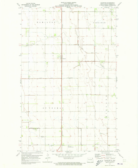Classic USGS Glasston North Dakota 7.5'x7.5' Topo Map Image