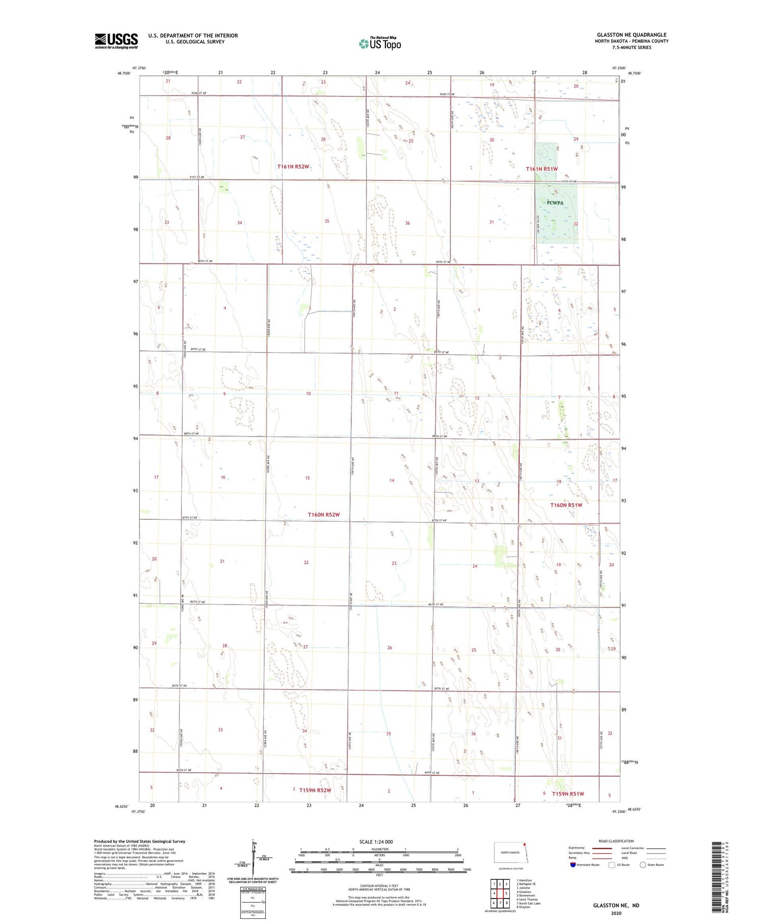 Glasston NE North Dakota US Topo Map Image