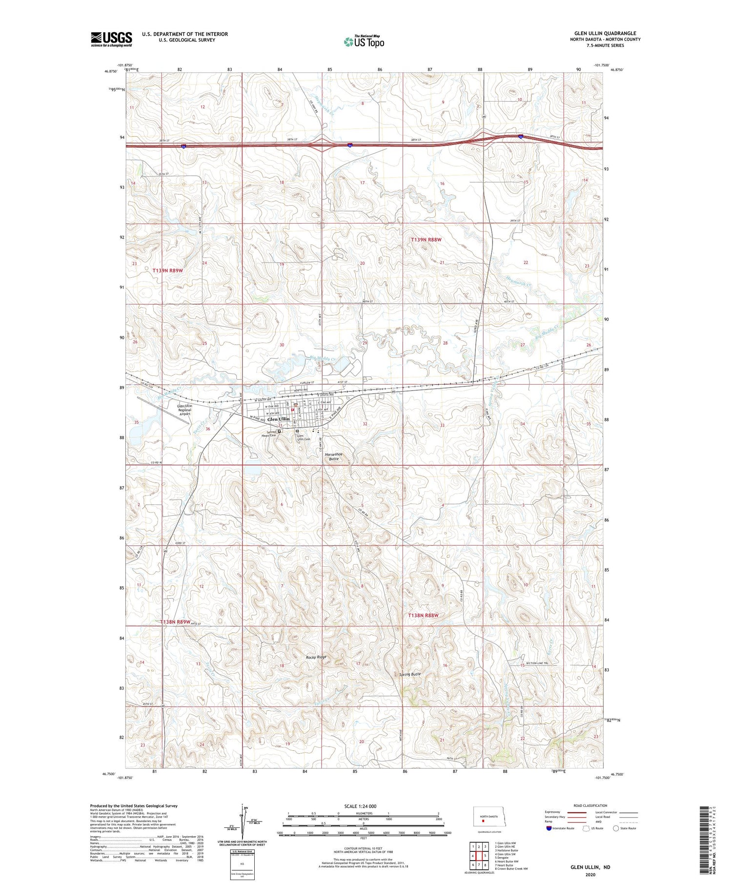 Glen Ullin North Dakota US Topo Map Image