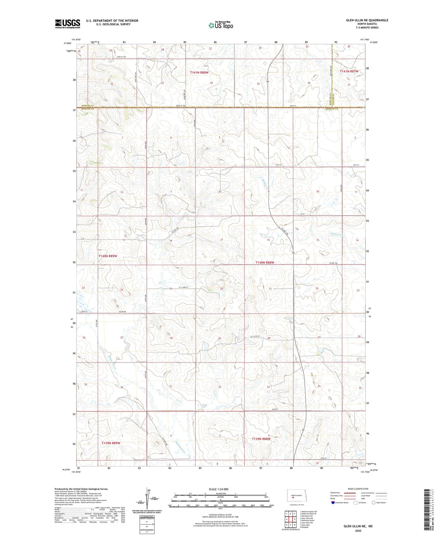 Glen Ullin NE North Dakota US Topo Map Image