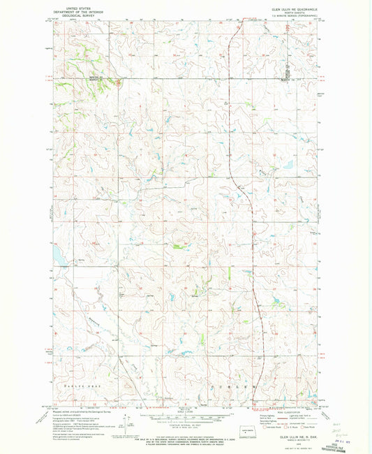 Classic USGS Glen Ullin NE North Dakota 7.5'x7.5' Topo Map Image