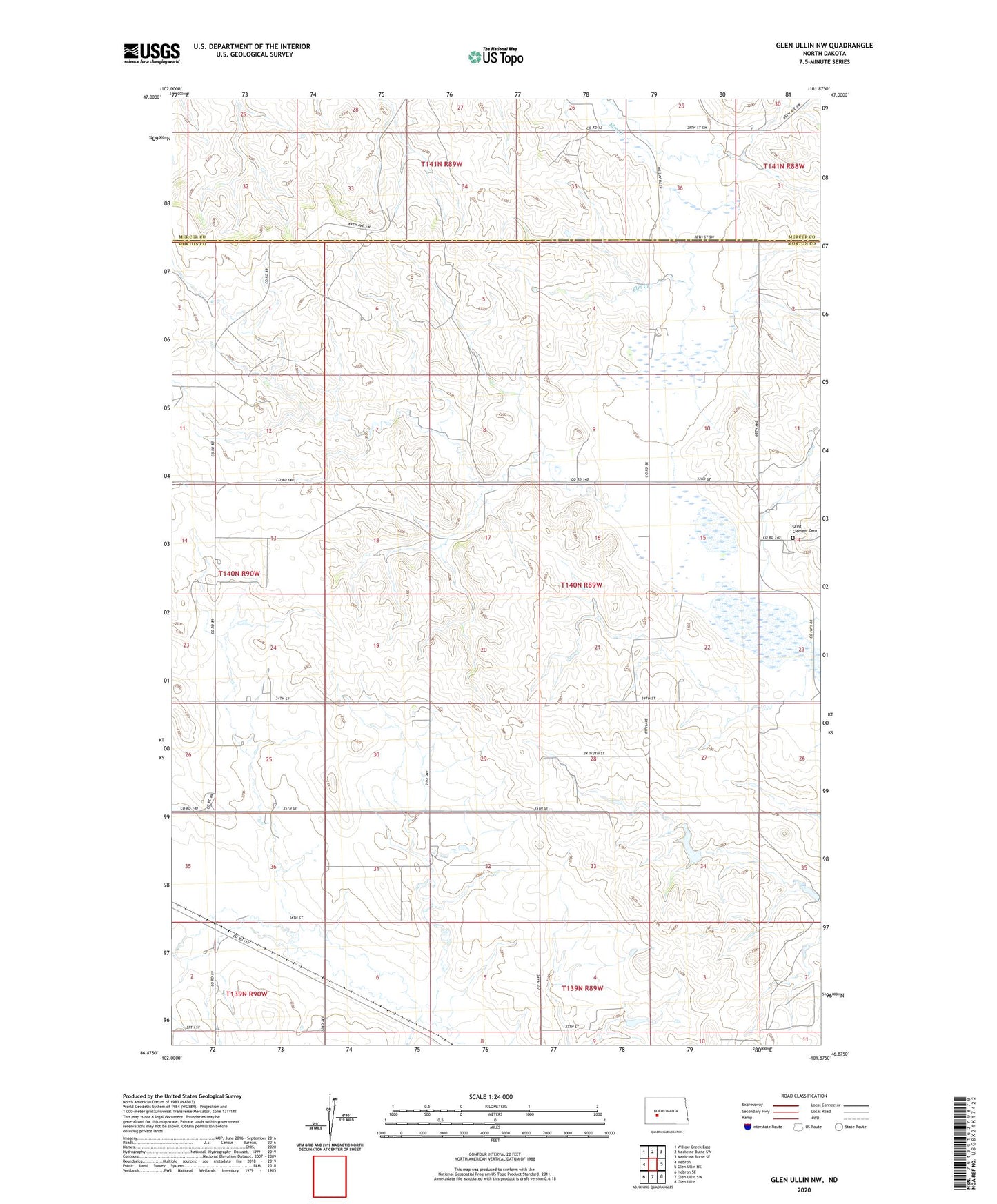 Glen Ullin NW North Dakota US Topo Map Image