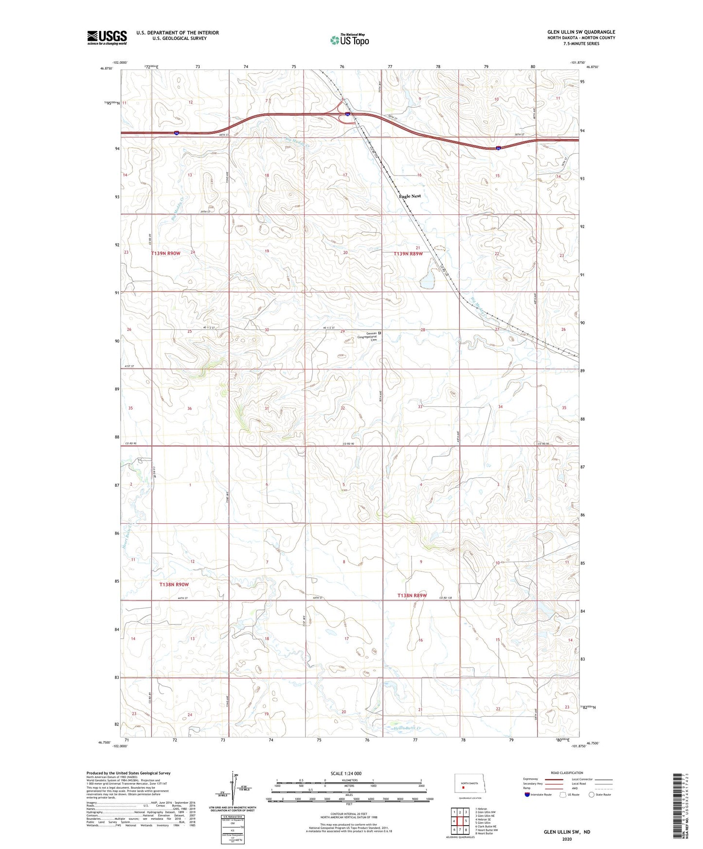Glen Ullin SW North Dakota US Topo Map Image