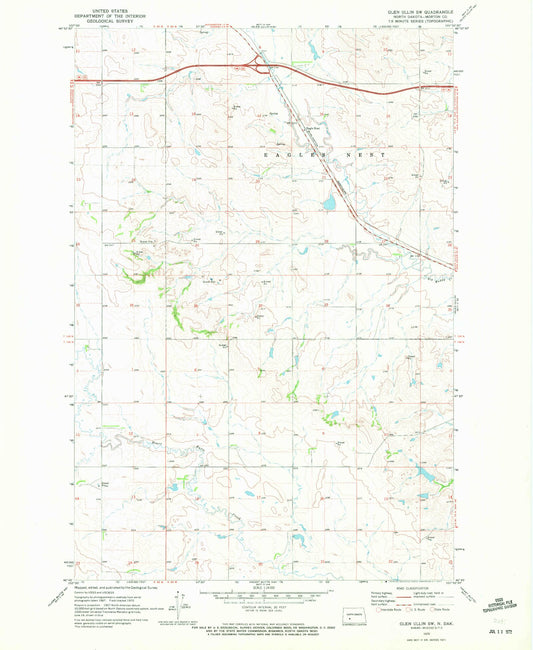 Classic USGS Glen Ullin SW North Dakota 7.5'x7.5' Topo Map Image
