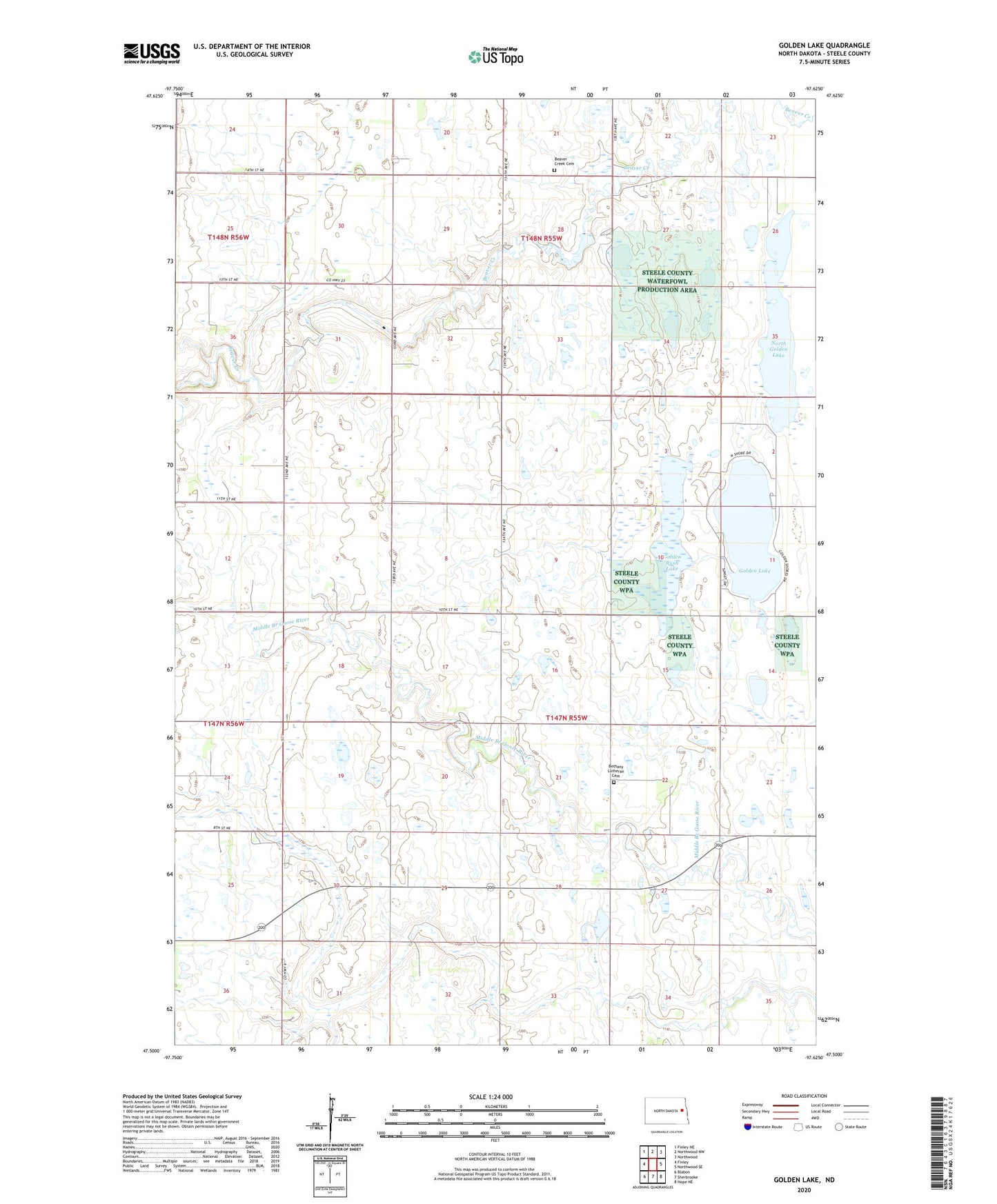 Golden Lake North Dakota US Topo Map Image